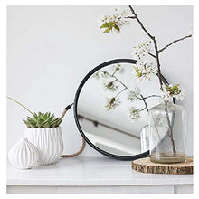 Specchio a Parete, Specchio conciso in Corda di Canapa Nera, Specchio da Trucco Circolare, Struttura in Metallo, Fori preforati (40 cm)