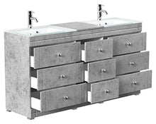 Mobile bagno a terra Vitro Classic con lavabos in vetro grigio cemento