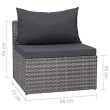 Festnight 3/4 pz Set Divani da Giardino Esterno in Polyrattan Grigio con Cuscini,Divano 3 Posti,Divano 4 Posti,Divano in Rattan,Divano da Giardino,Divano da Esterno,Divano Modulare - Arredi Casa