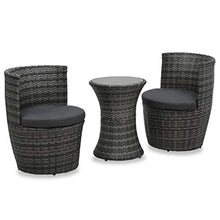 SKM Set da Bistrot 3 pz con Cuscini in Polyrattan Grigio (15.32kg)