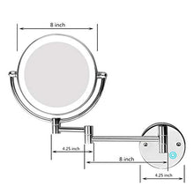 MRJ Specchio Trucco da Parete con LED Specchio Ingranditore da Bagno Bilaterale 1X/5X Estensibile 360° Girevole per Bagno Hotel Spa Diametro 8 Pollici Ricarica USB