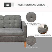 homcom Divano 3 Posti Moderno in Tessuto Grigio con Vano Contenitore e Design Scandinavo, Grigio, 166.5x62x82cm