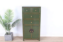 Yajutang credenza cassettiera cinese 4 cassetti 2 ante verde oliva