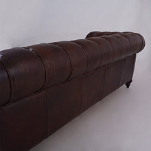 Castlefield - Divano a 3 posti, stile Chesterfield, vintage, in vera pelle