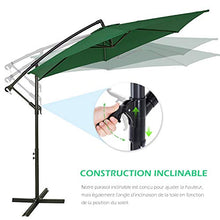 Novonova - Ombrellone inclinabile, da giardino, da esterno, in poliestere e struttura metallica, altezza 2,6 m, diametro 2,9 m, SY-PS630, colore: Verde