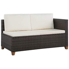 Festnight Set Divani da Giardino in Polyrattan, Set di Mobili da Giardino, Set Divano Esterno con Cuscini Marrone 4 pz