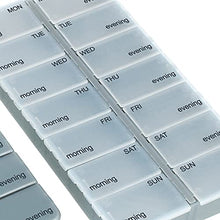 COM-FOUR® 2X Dosatore per farmaci in INGLESE - Scatola dei farmaci per 7 giorni - Scatola delle pillole - Dosatore settimanale per la conservazione [INGLESE] (nero/color argento)