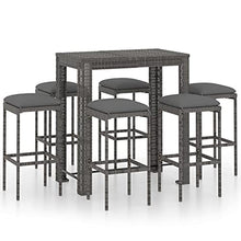 vidaXL Set da Bar da Giardino 7 pz con Cuscini in Polyrattan Grigio