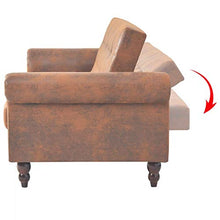 Festnight Divano Letto Chesterfield Moderno con Braccioli Pelle Scamosciata Sintetica Marrone