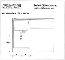 LAVATOIO MONTEGRAPPA EDILLA 109X60 INS. LAVATRICE DX SENZA CESTO PORTAB.