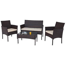 VONLUCE Set Tavolo e Sedie da Giardino in Rattan Arredo Esterno per Terazzi e Balconi, Set Completo Salotto da Esterno (Set da 4 Pezzi) - Arredi Casa