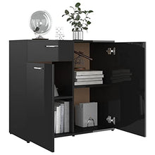 vidaXL Credenza in truciolato nero lucido, 80 x 36 x 75 cm