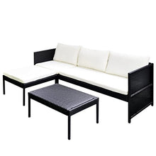Anself Set Mobili da Giardino,Set divani da Giardino in polirattan con Sofa a 3 posti Nero