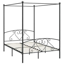 SKM Letto a Baldacchino Grigio in Metallo 160x200 cm (27kg)
