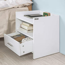SoBuy Comodino Bianco, Comodino Letto con cassetto FBT66-W