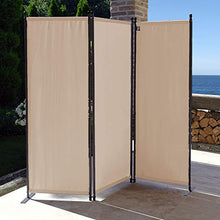 QUICK STAR Paravento da Giardino 170 x 165 cm 3 parti pieghevole Divisorio in Tessuto Protezione della Privacy Beige
