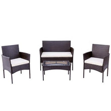 Amity Set di mobili da giardino in rattan per 4 persone con cuscino, 2 divani singoli, 1 divano doppio e 1 tavolo, set di mobili per il tè del pomeriggio (marrone)