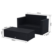 Outsunny Set Mobili Poggiapiedi con Cuscini da Giardino in PE Rattan