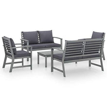 FAMIROSA Set Divani da Giardino 5 pz con Cuscini in Legno Acacia Grigio-7783
