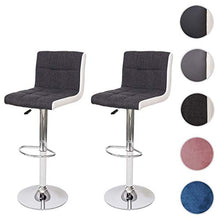 Mendler Set 2X sgabelli Lounge HWC-G87 Ecopelle Tessuto Base cromata Grigio Scuro Bianco