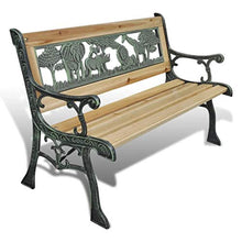 Cikonielf Panca in legno e ferro per giardino 84 x 50 x 37 cm Panca per bambini per esterni