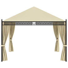 vidaXL Gazebo con Tende 3,5x3,5x3,1 m Crema in Polyrattan 140g/m²