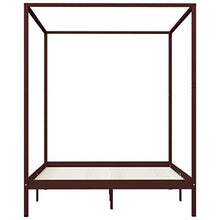 BIGTO - Struttura letto a baldacchino in legno di pino massiccio, per camera da letto, 180 x 200 cm, colore: Marrone scuro