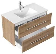 Set di mobili da bagno Firenze 90 2 parti rovere chiaro e armadio specchio