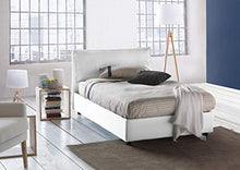 Talamo Italia Letto contenitore Una piazza e mezza Veronica, Made in Italy, Testata e rivestimento in tessuto, Apertura frontale, adatto per materasso cm 120x190, Bianco