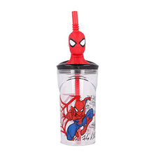 Bicchiere Con Cannuccia E Figura 3d - 360 ml | Spiderman Urban Web