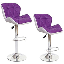 Mendler Sgabello con poggiapiedi HWC-A92 Acciaio Cromato Ecopelle Viola