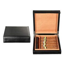 VIY Cigar Humidor, Humidor Cigar Box, Storage Case A Mano Cedar Cigar, Rivestito in Pelle Reale, Legno di Cedro Portatile, Contiene 8 Sigari (Nero)