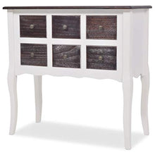 vidaXL Tavolo consolle in legno con 6 cassetti bianco