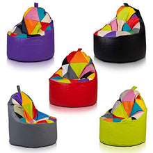 Ecopuf Yoko Poltrona Sacco - Pouf Imbottito in Ecopelle Patchwork Design, Doppia Cerniera - 70x75Cm