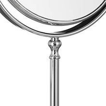 Relaxdays 10021949 Specchio da Trucco Ingranditore Make Up Specchiera da Tavolo, Tondo, Doppio HLP: 28x18x10 cm Argento