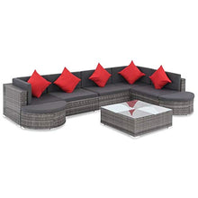 Festnight Set Divani da Giardino in Polyrattan, Set di Mobili da Giardino, Set Divano Esterno con Cuscini Grigio 8 pz