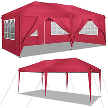 COBIZI Gazebo 3 x 3 impermeabile, con custodia, impermeabile, regolabile in altezza, pieghevole, pop-up (3 x 6 m + 6 pannelli laterali, rosso)
