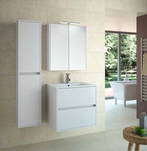 Mobile bagno in 60 o 80 cm. Noja Schwan 600 – 800 con specchio armadio e Spot LED- finitura bianco