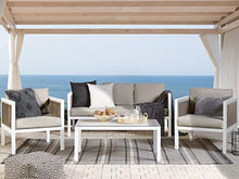 Beliani Set Lounge da Giardino con Divano e 2 Poltrone Bianco e Marrone Borello