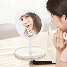 Specchio per Il Trucco Portatile2 in 1 Portatile LED Touch Light Specchio per Il Trucco Ricaricabile White Desktop Decor Alta Definizione