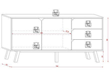 3xEliving Cassettiera moderna Gazan 2D, bianco opaco/grigio