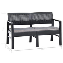 FAMIROSA Panchina Giardino 2 Posti con Cuscini 120 cm Plastica Antracite