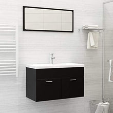 vidaXL Set Mobili da Bagno 2 pz Nero in Truciolato