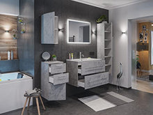 Set di mobili da bagno Firenze 80 (5 parti/B) grigio cemento e specchio a LED