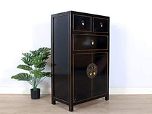 Yajutang - Cassettiera cinese con 3 cassetti, 2 ante, colore: Nero