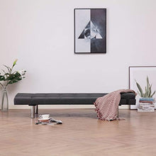 vidaXL Divano Letto con 2 Cuscini Regolabile Elegante Moderno per Ospiti Arredo Salotto Sofa Grigio Chiaro in Similpelle Telaio Legno Gambe Cromate