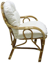 SF SAVINO FILIPPO Poltrona Sedia Sole in Vimini bambù Rattan Naturale con Cuscino per casa Salotto