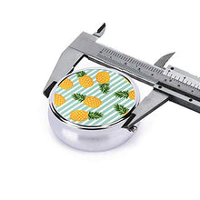 Ananas con strisce senza cuciture, contenitore rotondo per pillole a 3 scomparti, in metallo, per medicina e vitamine, contenitore decorativo per viaggi all'aperto