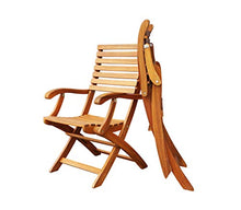 INTERBUILD REAL WOOD Casino Poltrona Pieghevole con braccioli, Finitura in Teak Dorato (2 Pezzi/Set)