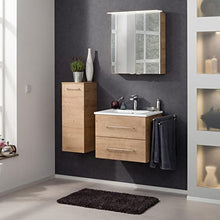 Fackelmann - Set mobili da bagno B.Perfect, 3 pezzi, con mobiletto sottolavello, con lavabo in ceramica da appendere, 60 cm e armadietto a specchio a LED